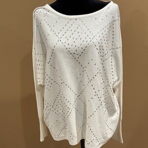 Cable & Gauge Cream Sweater with Silver Studs